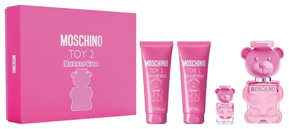 SET MOSCHINO TOY 2 BUBBLE GUM 4PC. 100ML EDT+ 10ML + CREMA + GEL BAÑO DAMA
