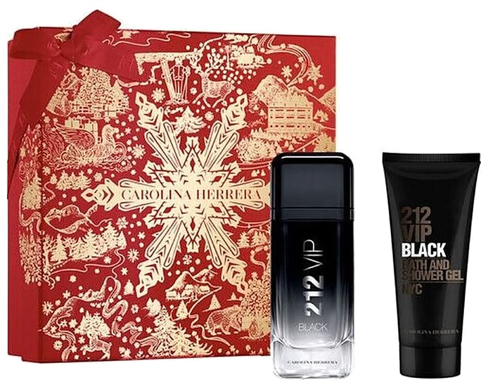 SET CAROLINA HERRERA 212 VIP BLACK 2PCS EDP 100ML + 100ML CABALLERO