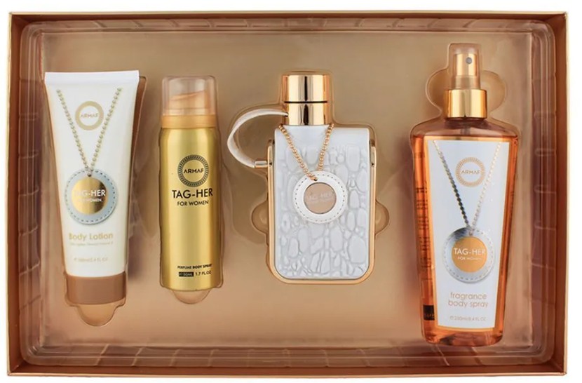 SET ARMAF TAG HER POUR FEMME EDP 4 PCS 100ML + 100ML LOC.CORPORAL + 50ML BODY SPRAY + 250ML GEL DE BAÑO DAMA