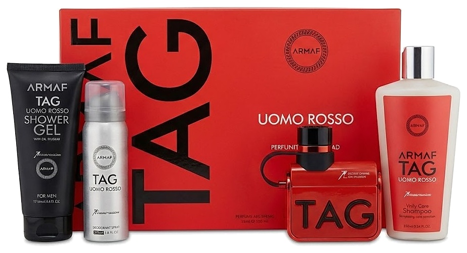 SET ARMAF TAG UOMO ROSSO EDP 4 PCS 100ML + 100ML LOC.CORPORAL + 50ML DESOD. + 250ML SHAMPOO CABALLERO