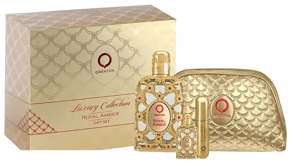 SET ORIENTICA ROYAL AMBER EDP 80ML+10ML+ATOMIZADOR+BOLSO UNISEX