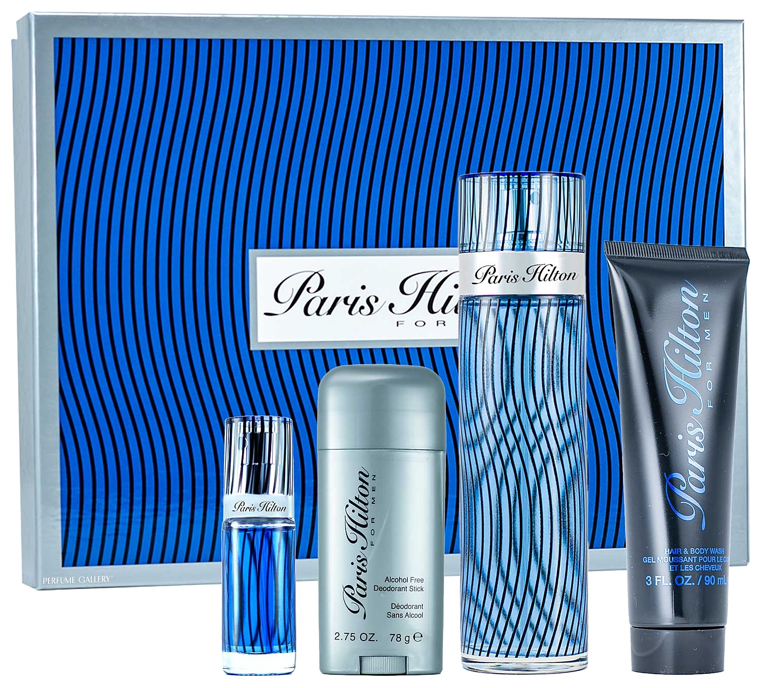 SET PARIS HILTON 4PC.100 MLSP + 2.7 DEOD+B/W+MIN CABALLERO