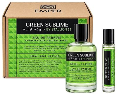 SET EMPER GREEN SUBLIME BY STALLION 53 EDP 2 PCS 100ML + 20ML UNISEX
